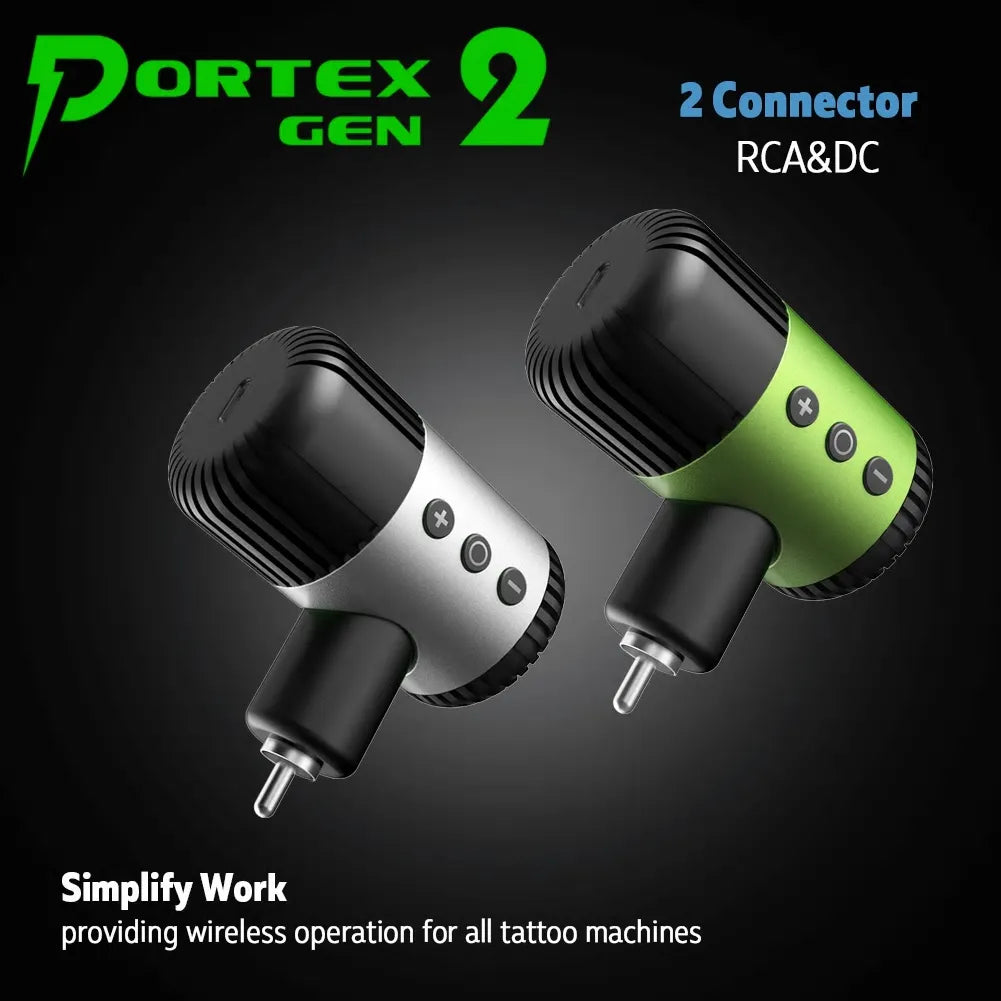 Portex Gen2 Wireless Power Supply Tattoo Battery Power Pack with LED Display for All Tattoo Machines RCA DC Connection
